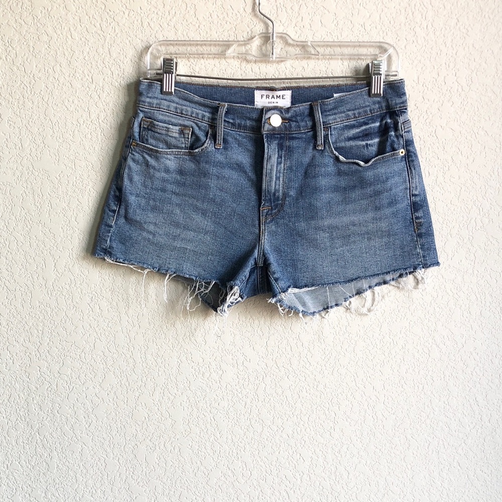 Frame Le Cutoff Jean Shorts Denim 27 Frayed Distressed